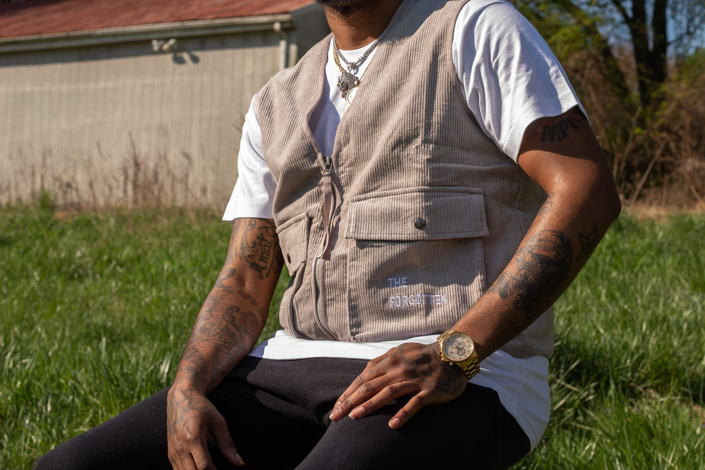 Cord Utility Vest (Grey)